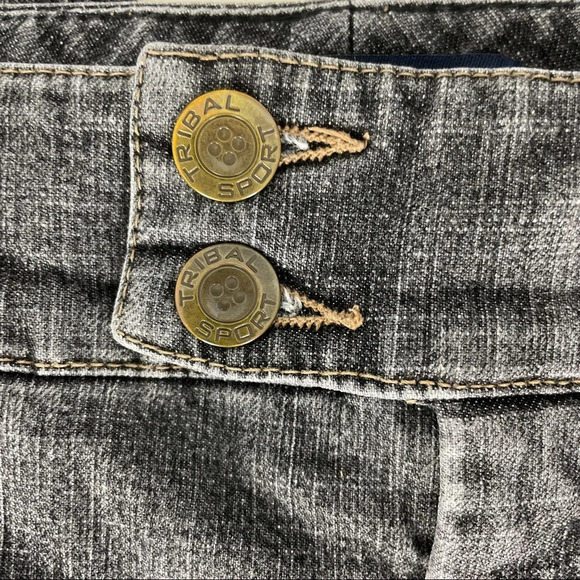 Tribal Cropped Jeans Pants Size 10 Stretch Gray Denim - Picture 5 of 10